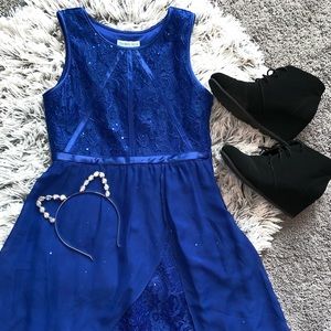 Tween Diva royal blue high low dress